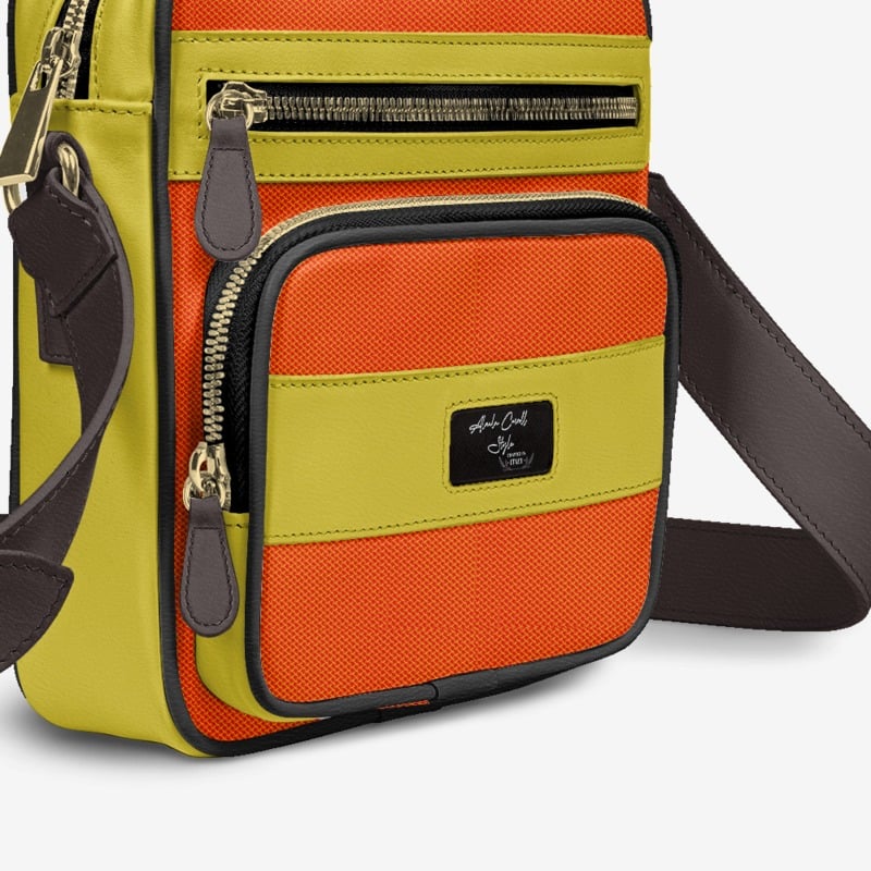 CROSS-BODY DESIGNER SHOULDERBAG Mustard, Orange, & Black