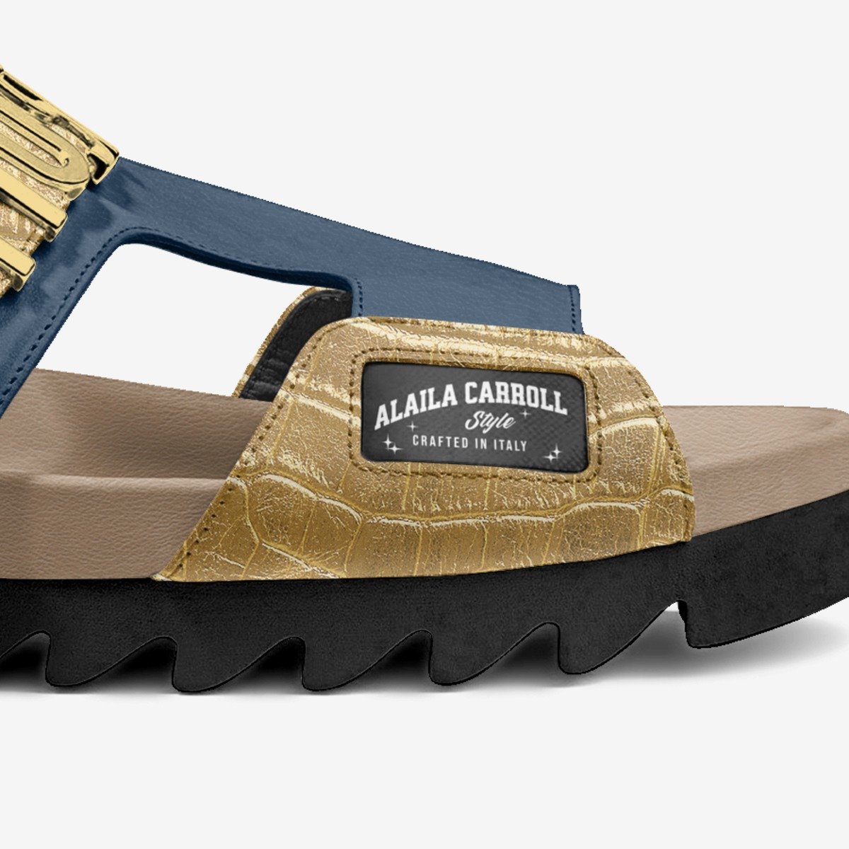 Luxe Metal Hustle Sandal Navy & Gold