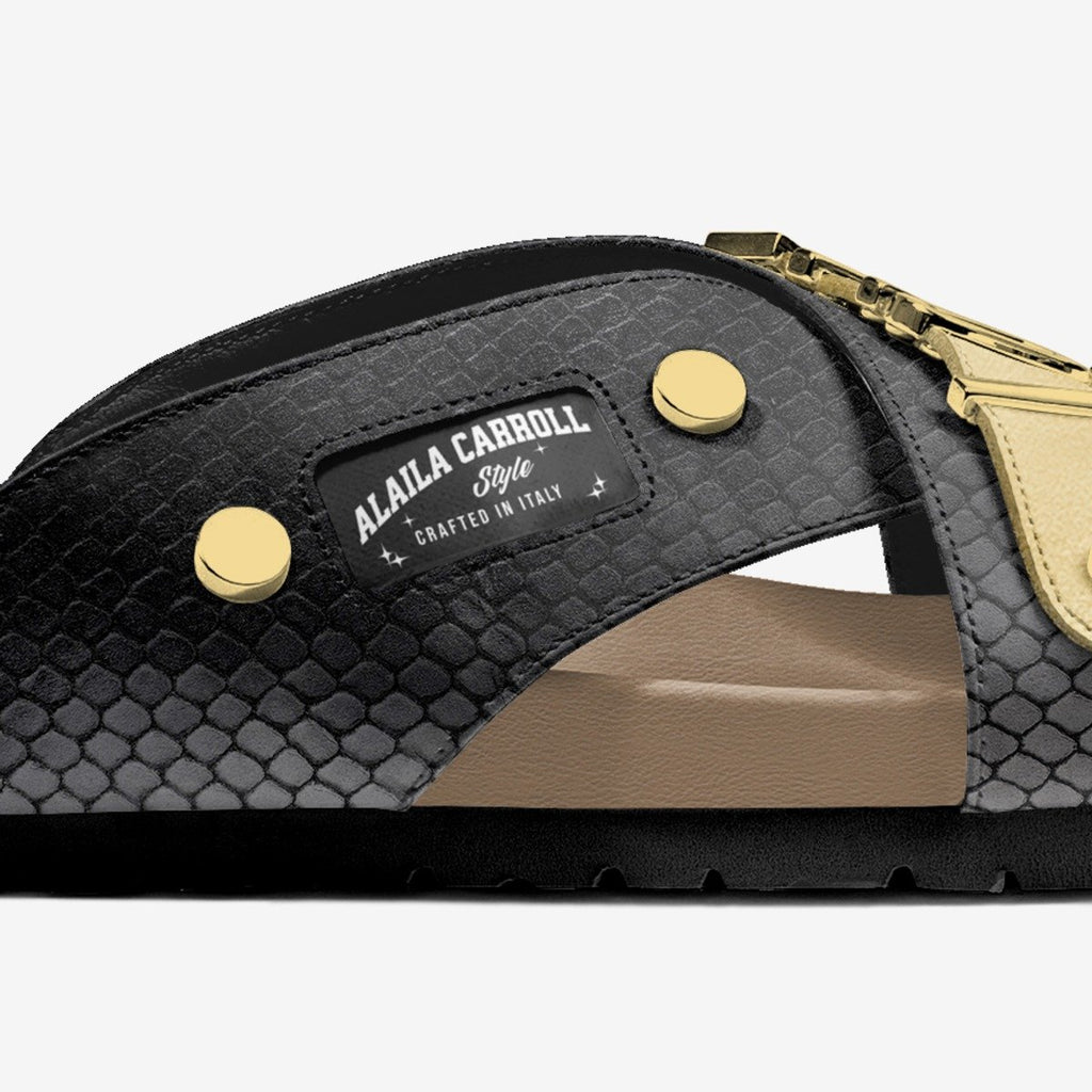 Luxe Cross Love Sandal Black & Gold