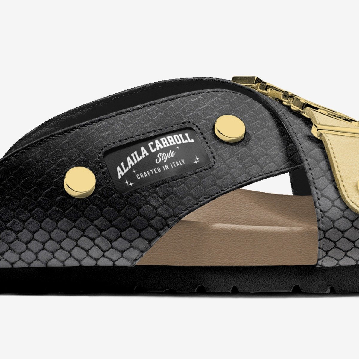 Luxe Cross Love Sandal Black & Gold