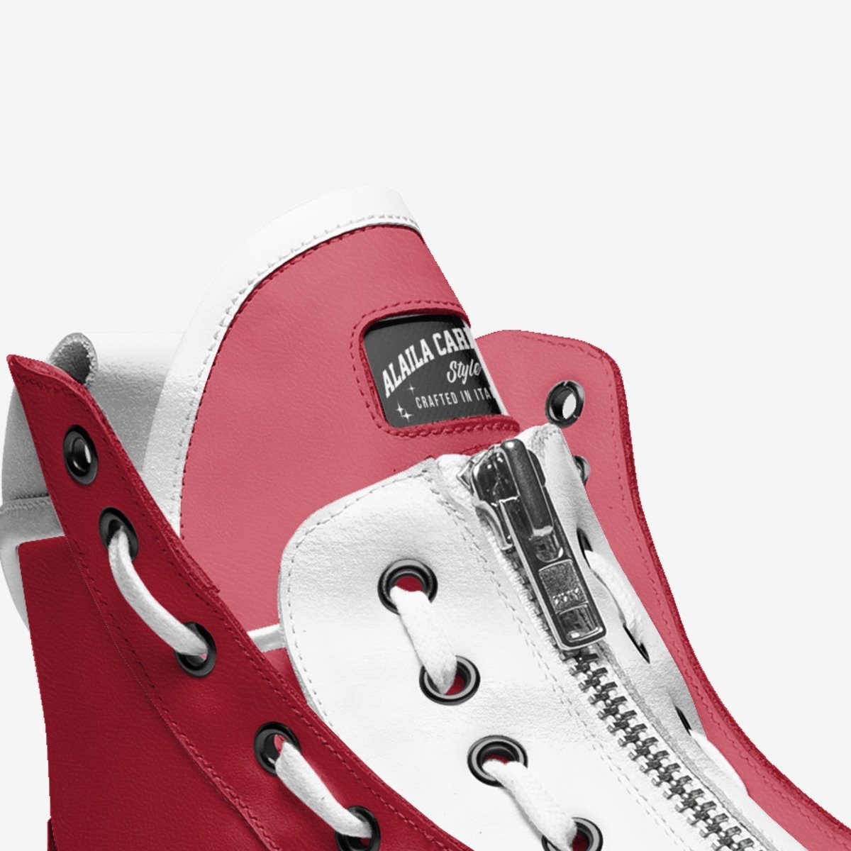 Designer Zipper High-Top Red & White