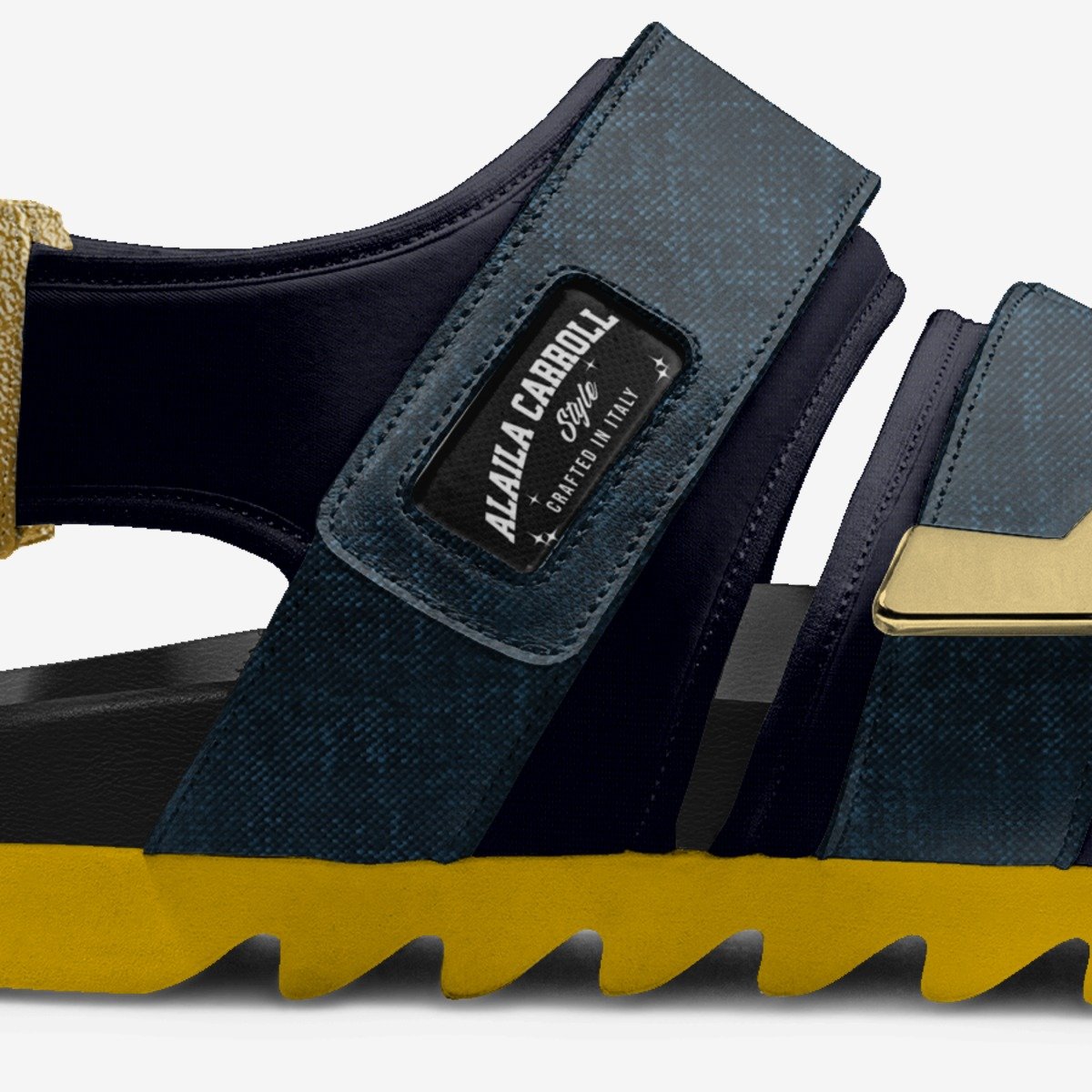 TRIPLE STRIPES LUXURY SANDAL Navy, Gold, & Yellow