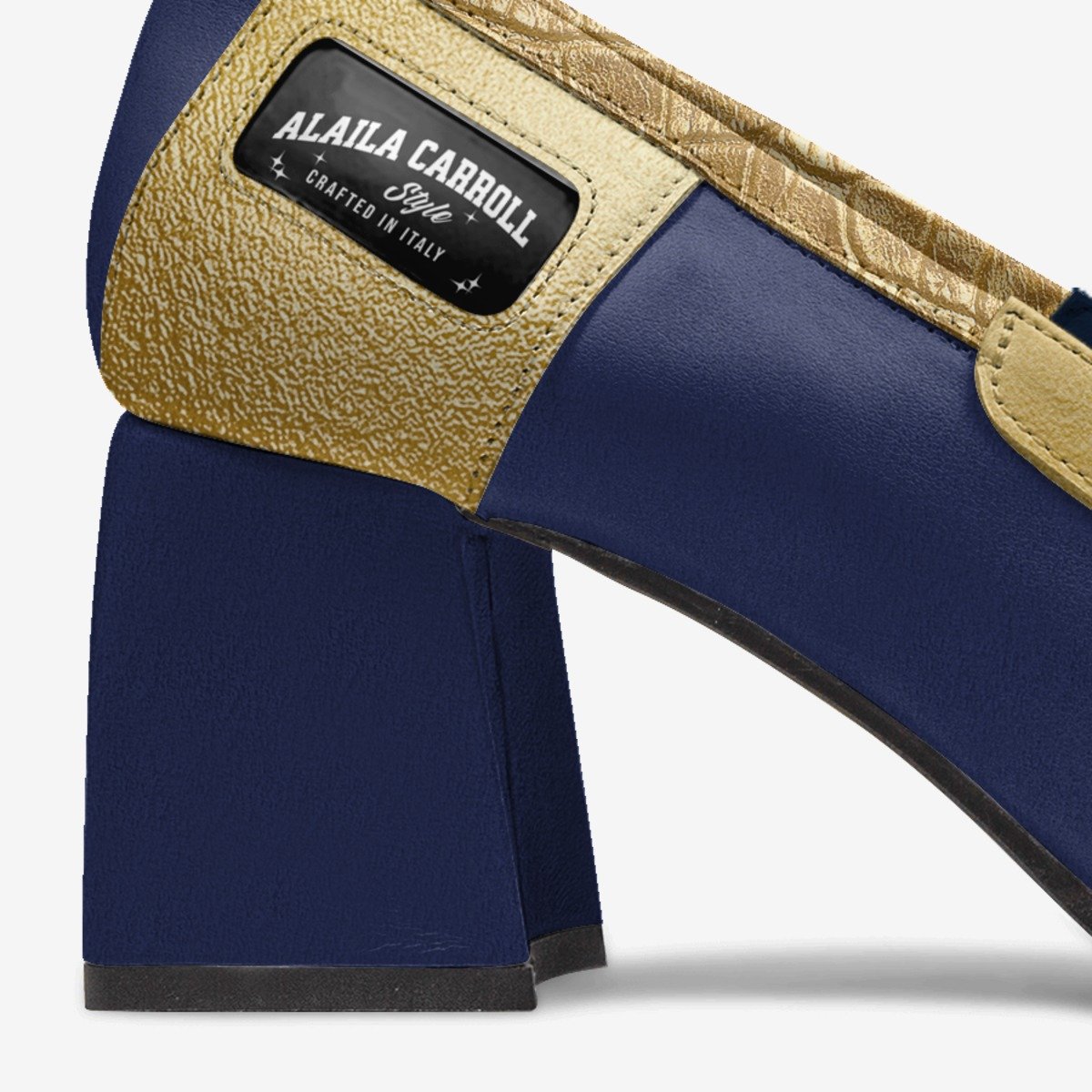 Retro Luxe Heel Navy & Gold
