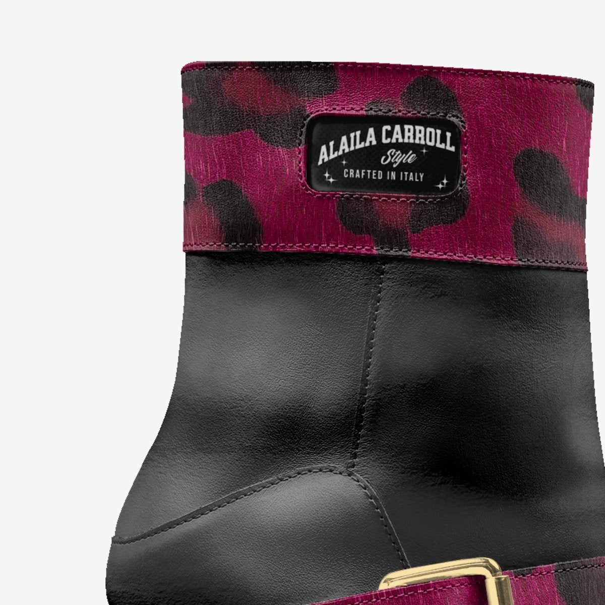 HIGH-HEEL BELT BOOT Black & Purple