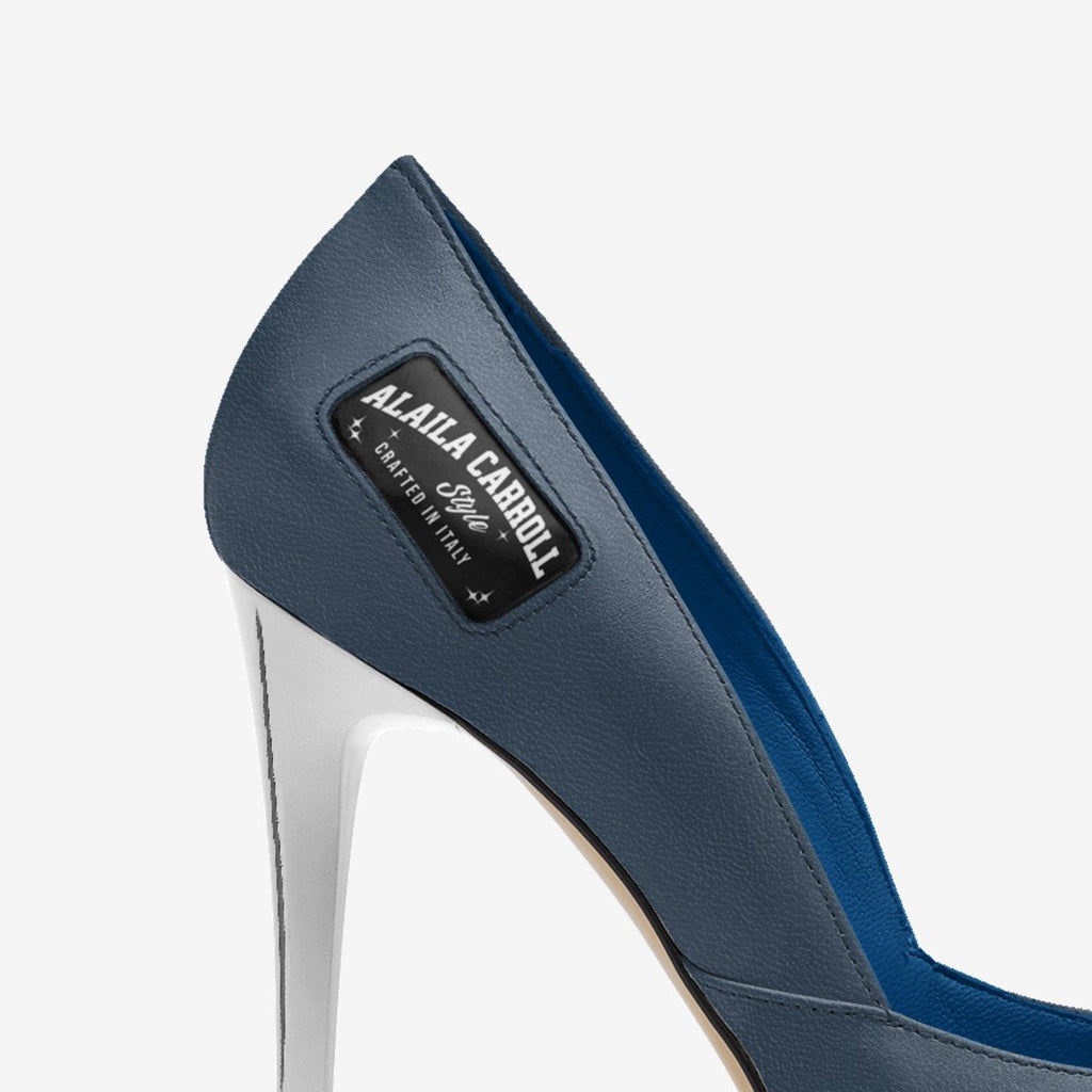 Simple Cut High Heel Blue & Sliver