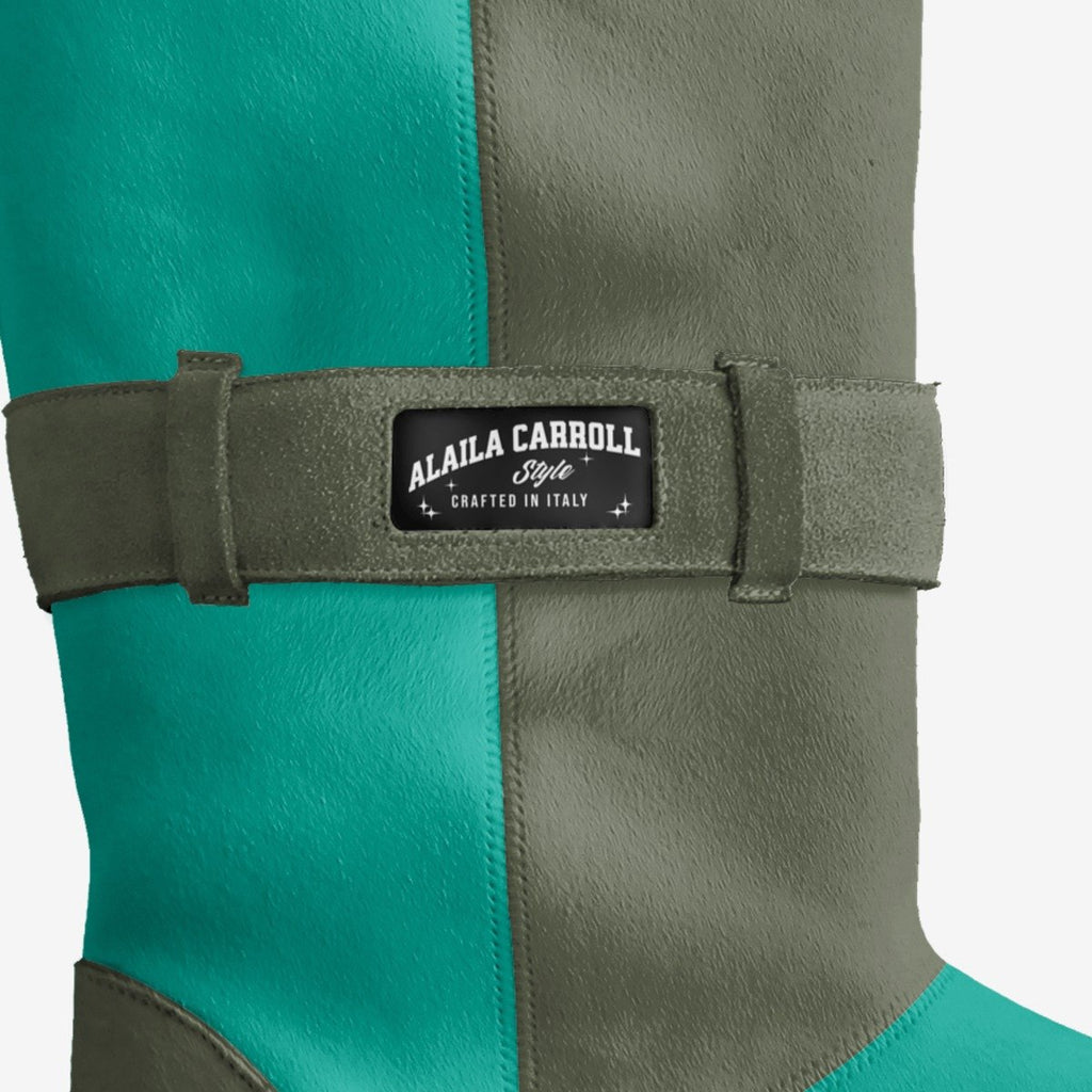 Belted Mid-Boot Sky Blue & Grey