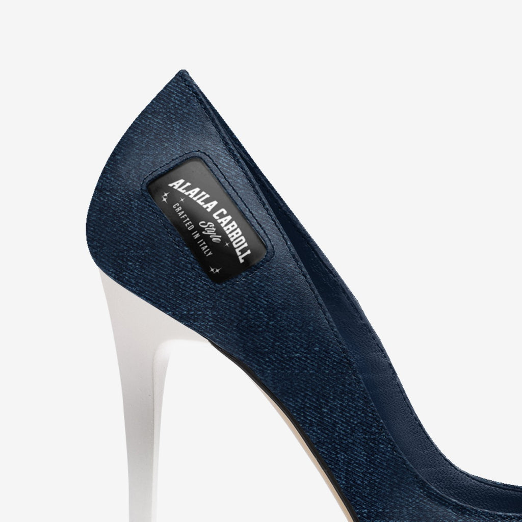 Full Cut High Heel Denim & White