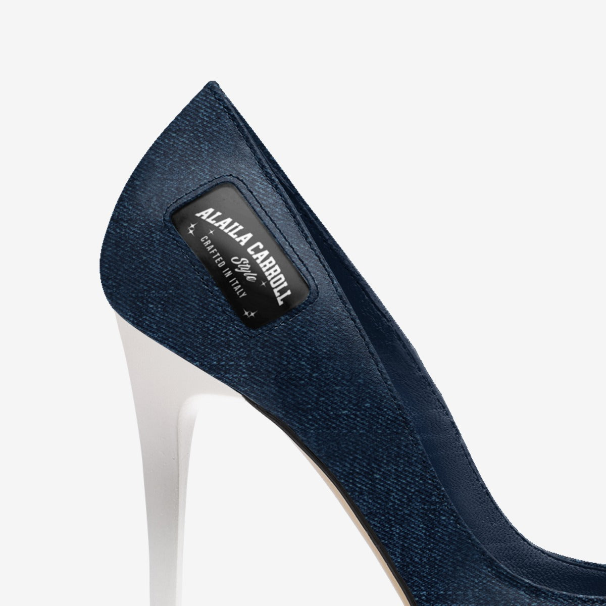 Full Cut High Heel Denim & White