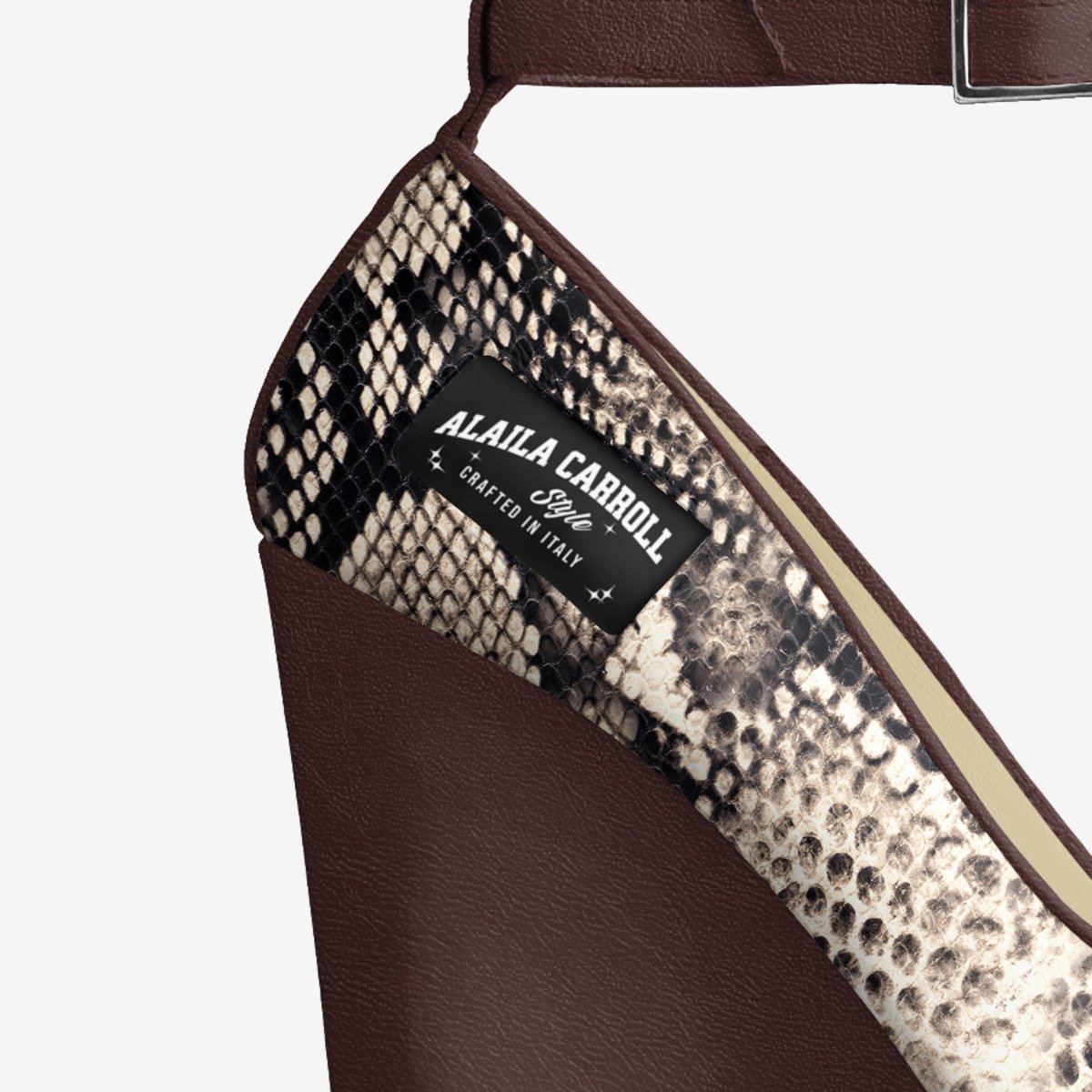 Ankle Strap Wedge Python & Dark Brown