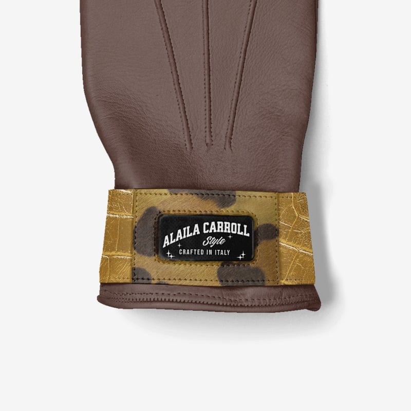 DESIGNER LUXE FASHION GLOVES Brown, Gold, & Leopard