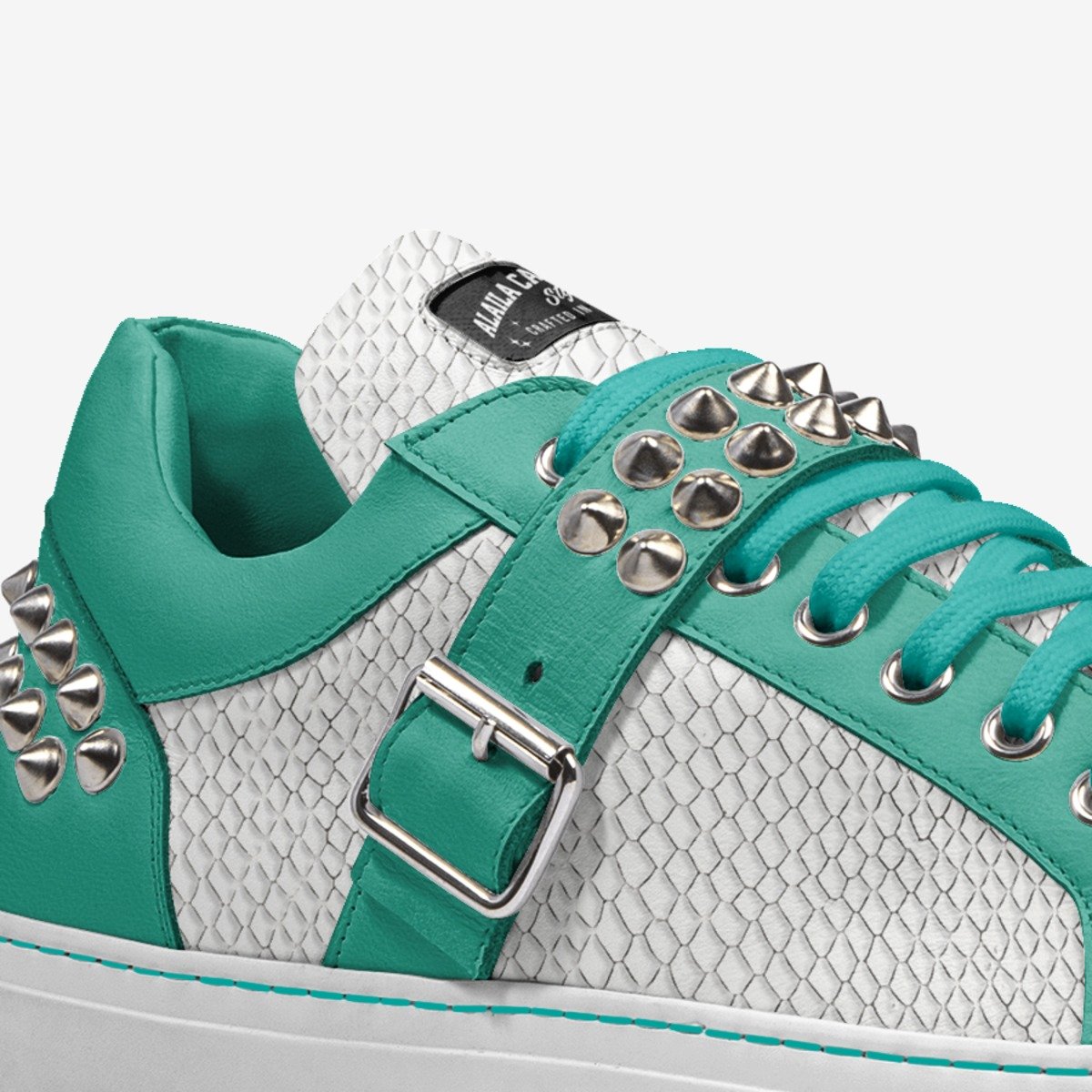 SPIKE FASHION LOW TOP Aquatic, White Python, & Sliver
