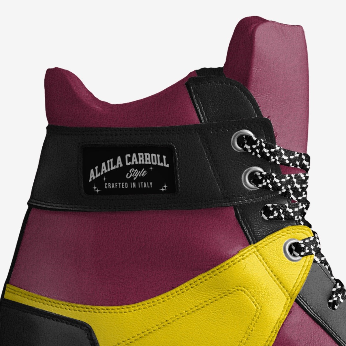 Lace Up Wedge Sneaker Maroon, Yellow, Black