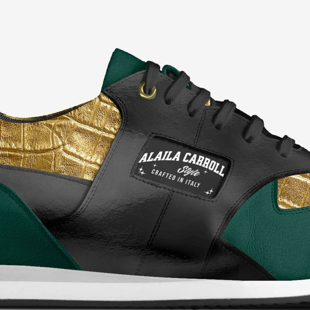 Sporty Running Trainer Green, Gold, & Black