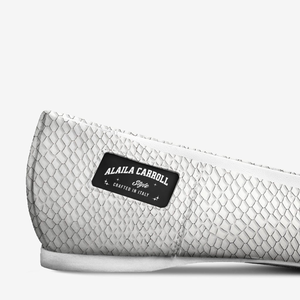 Minimal Ballerina Flat White Python – Elegant Italian Women’s Flats | Alaila Carroll Style