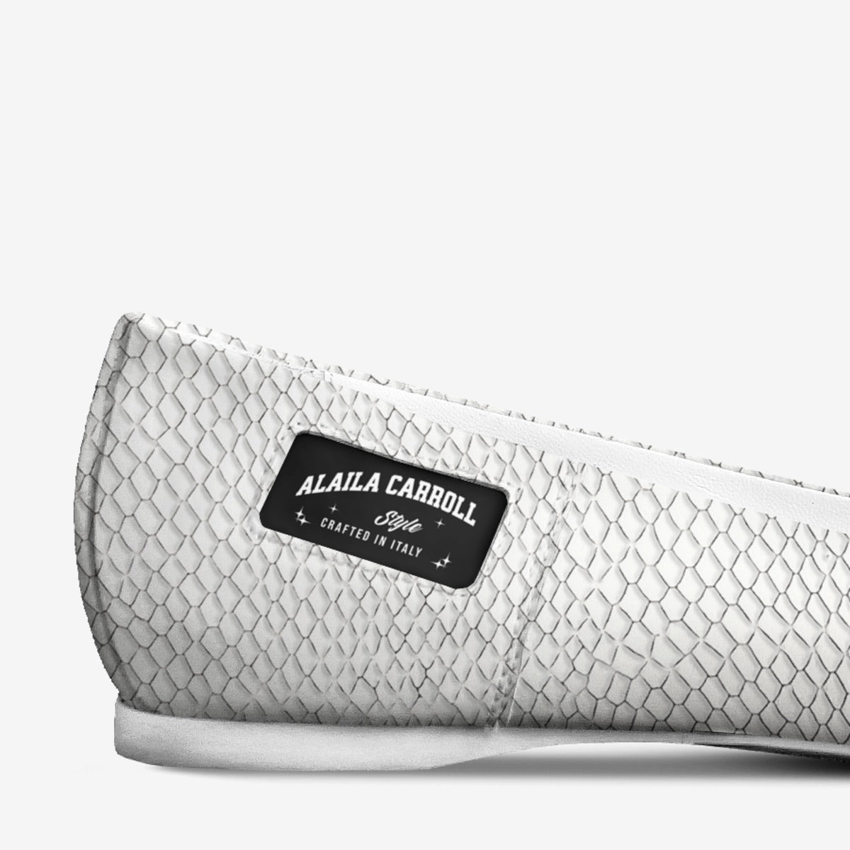 Minimal Ballerina Flat White Python – Elegant Italian Women’s Flats | Alaila Carroll Style