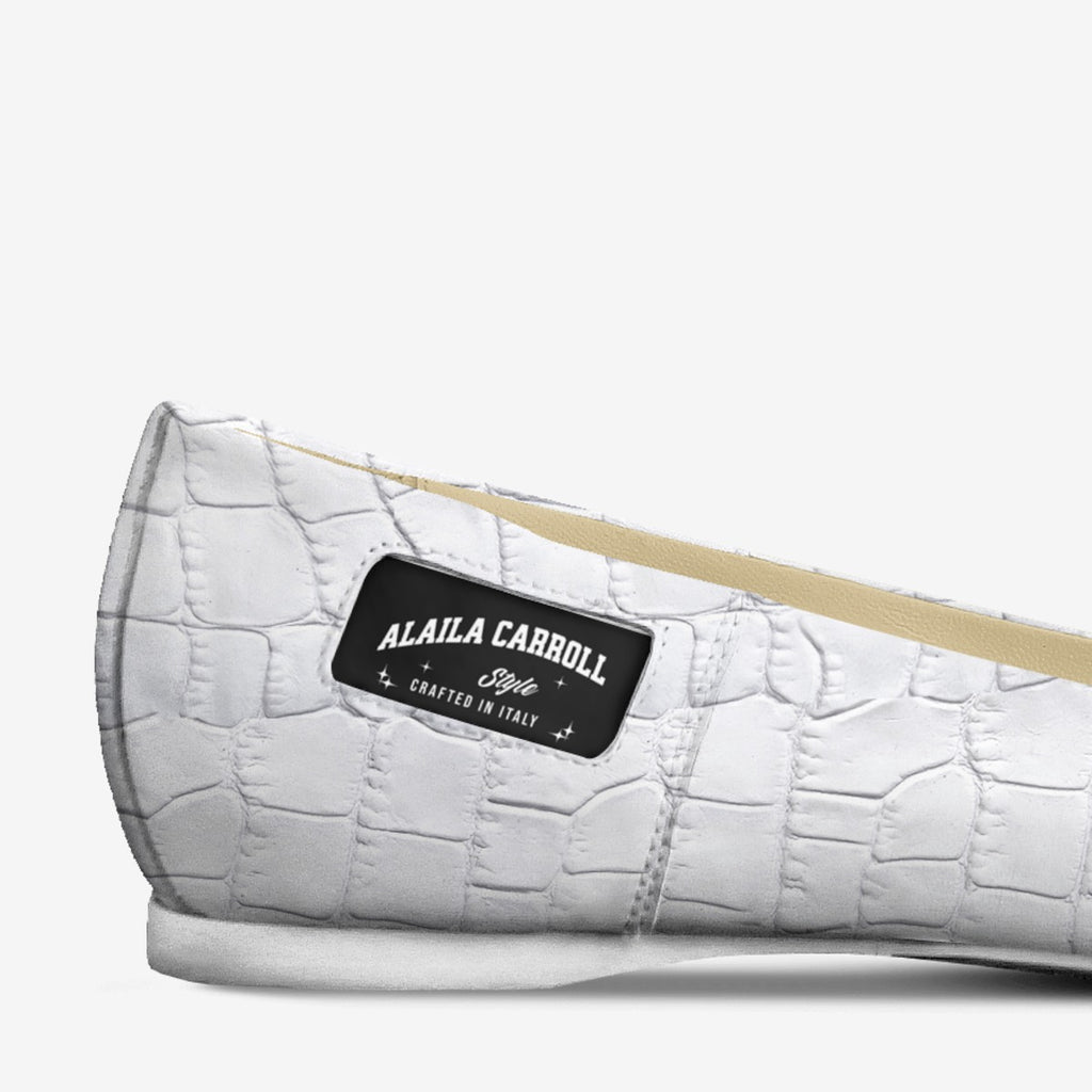 Tassels Ballerina Flats, White Croc – Elegant Italian Women’s Flats | Alaila Carroll Style