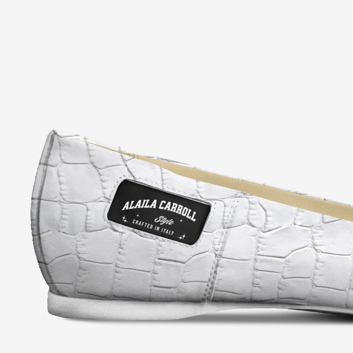 Tassels Ballerina Flats, White Croc – Elegant Italian Women’s Flats | Alaila Carroll Style