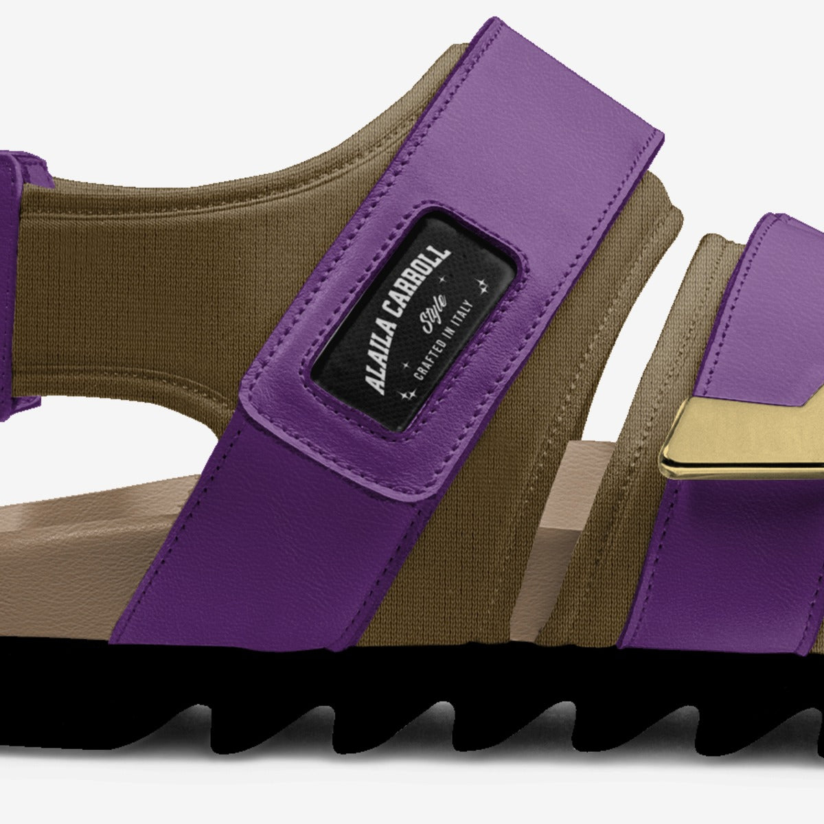 TRIPLE STRIPES LUXURY SANDAL – Mud Lycra & Mauve Leather