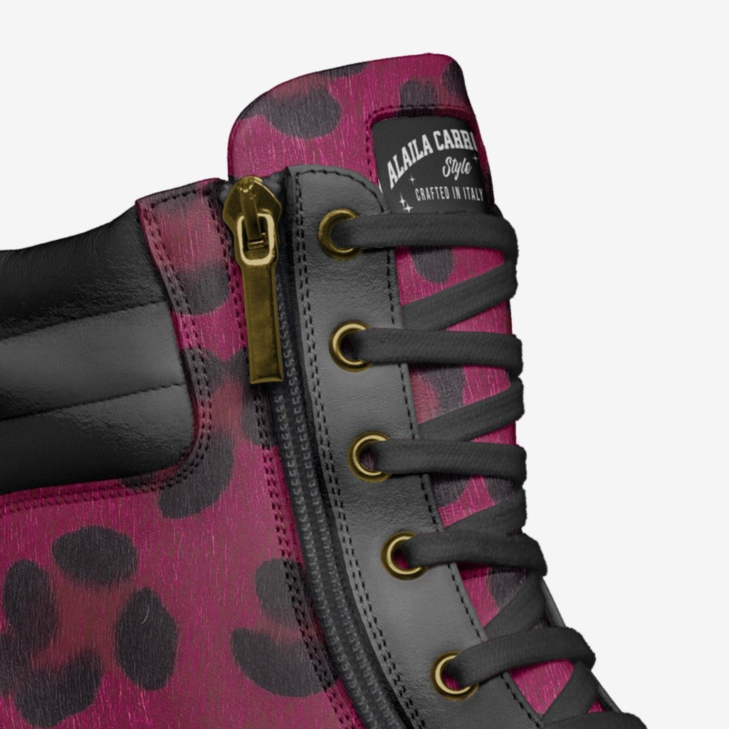 Zip Military Boot Purple Leopard Print