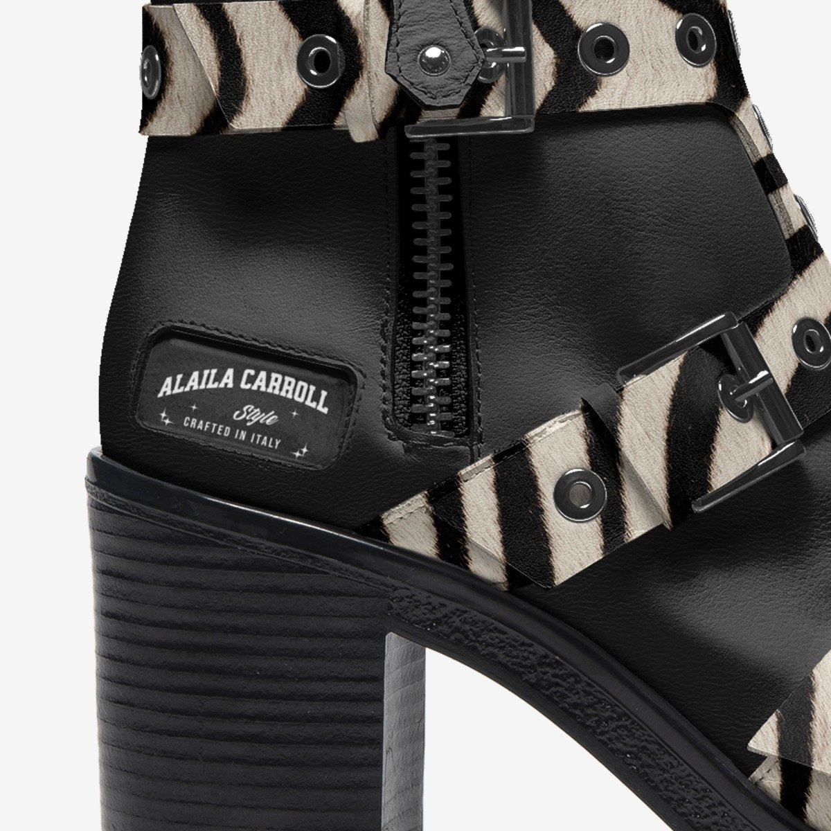 Triple Straps Boot Black & Zebra