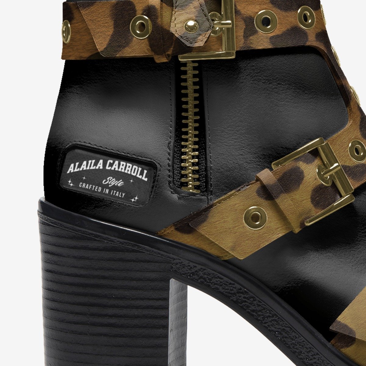 Triple Straps Boot Black & Leopard