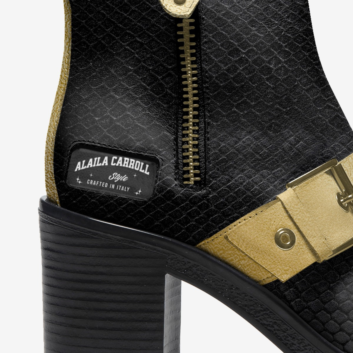 Zip Sporty Boot – Python Print Black & Gold