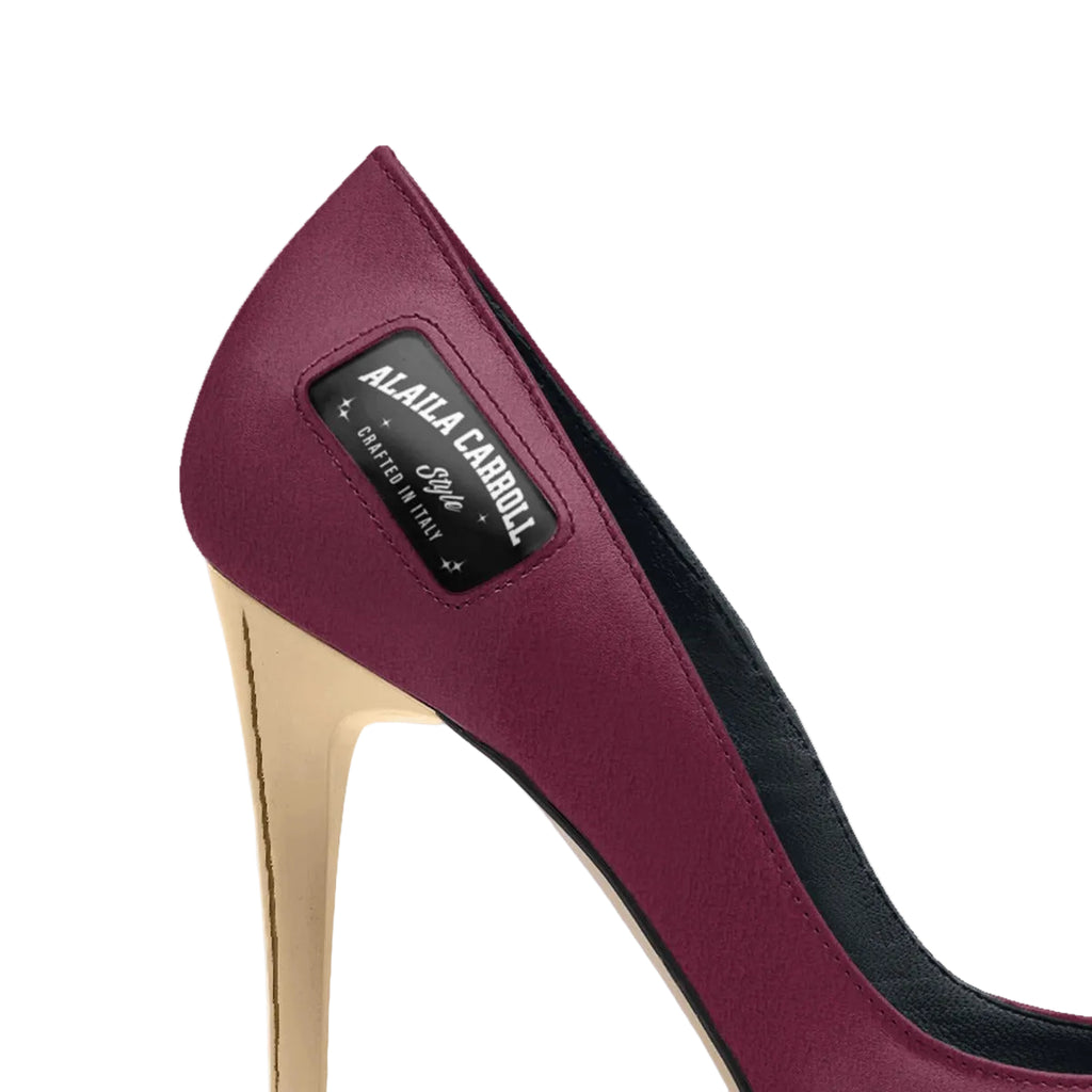 Full Cut High Heel Purple & Red Suede with Gold Heel – Bold Italian Elegance