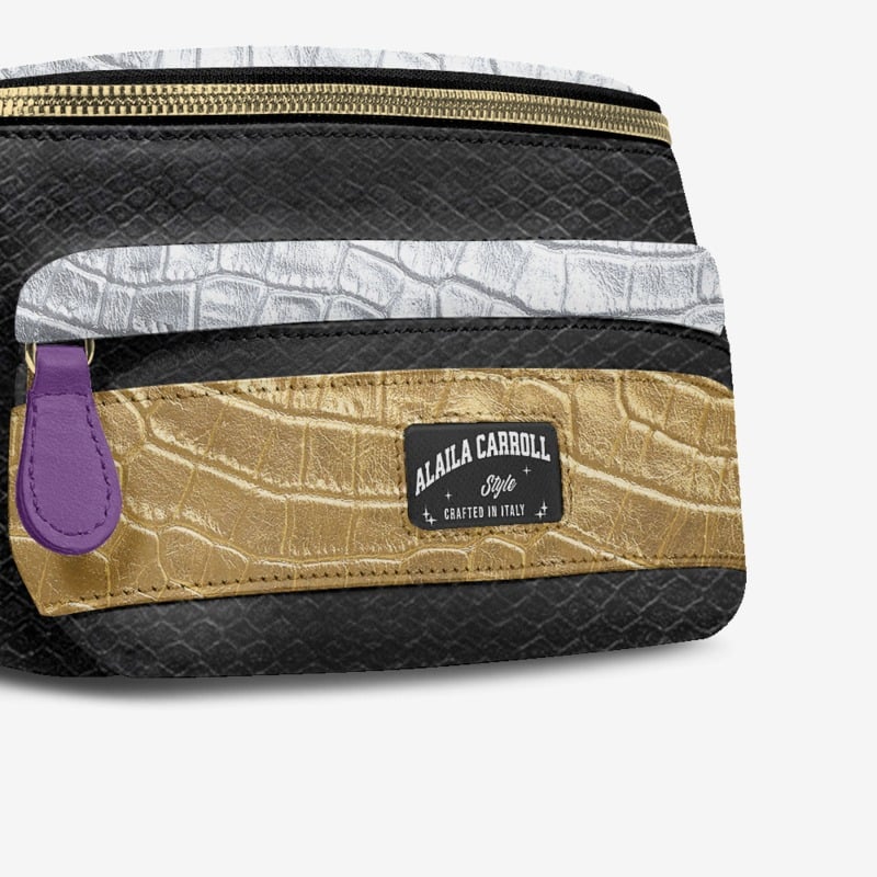 DESIGNER LUXE MULTI-POCKET BELT BAG Black, Purple, Red, Silver, and Gold