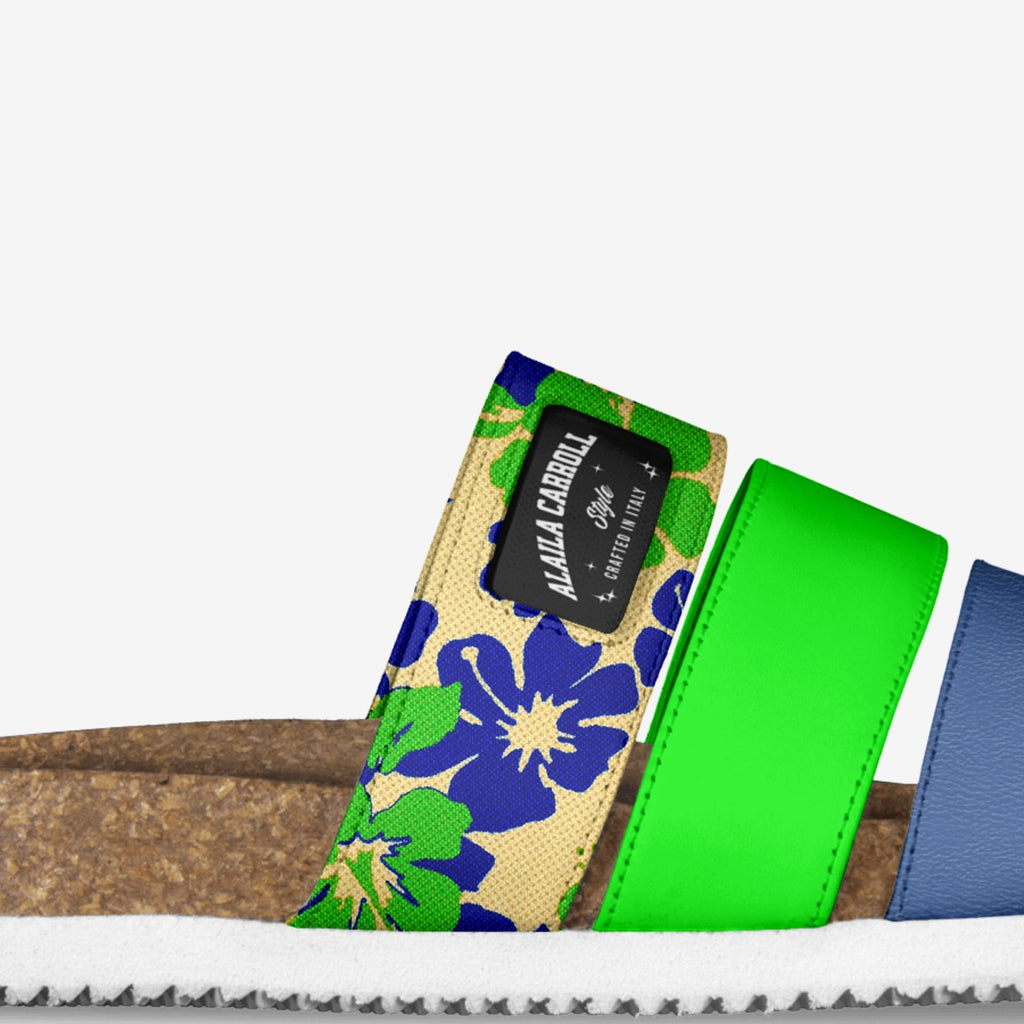Stripe Sandal Lime Green & Royal Blue | Retro Italian Designer Sandals | Alaila Carroll Style Limited Editions
