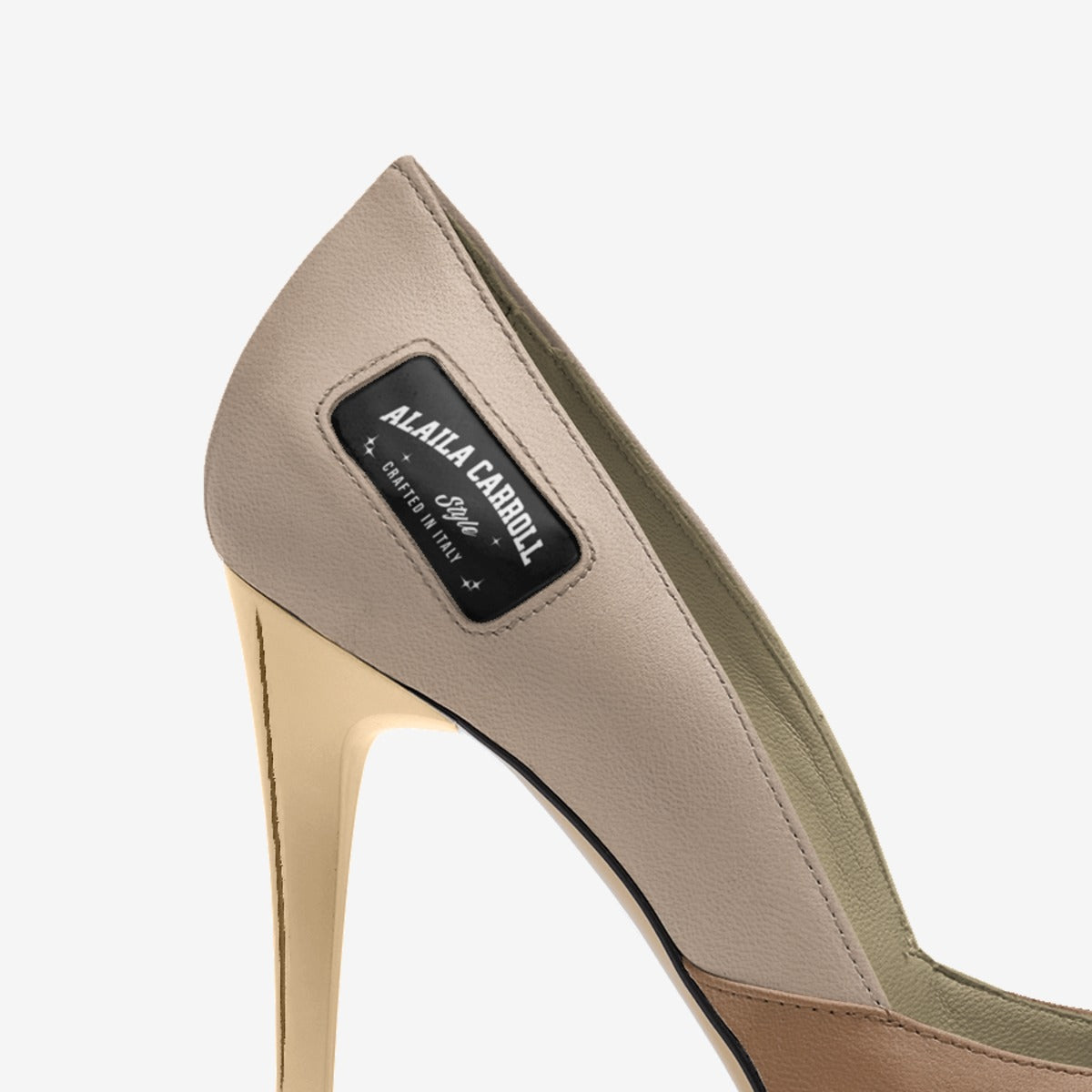 Simple Cut High Heel Ivory & Cognac | Italian Designer Stiletto Pumps | Alaila Carroll Style
