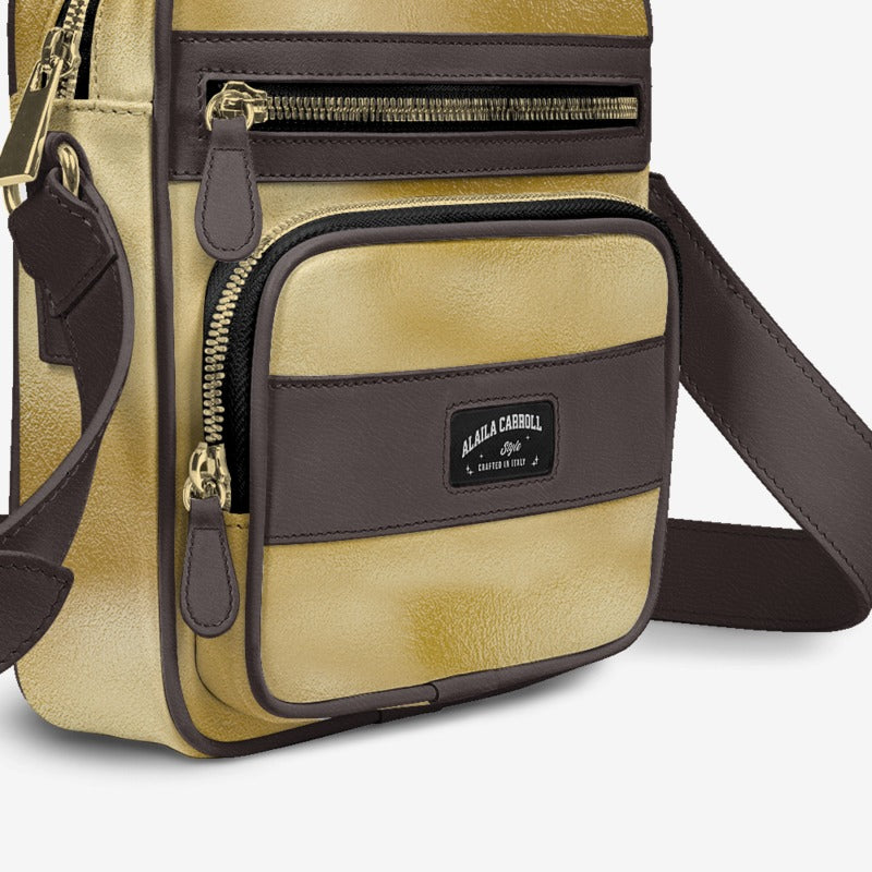 Cross-Body Designer Shoulder Bag Gold & Tobacco – Luxury Meets Everyday Functionality