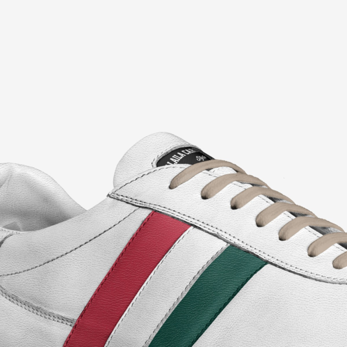 SOCCER STYLE STRIPE SNEAKER – White, Red & Green