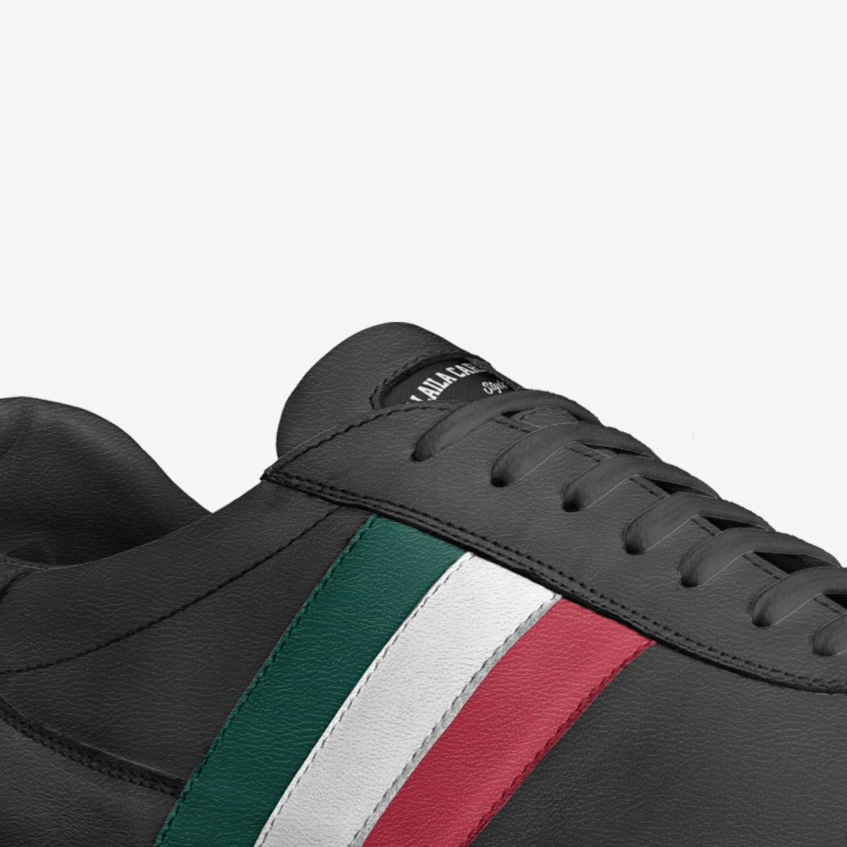 SOCCER STYLE STRIPE SNEAKER – Black, White, Red & Green