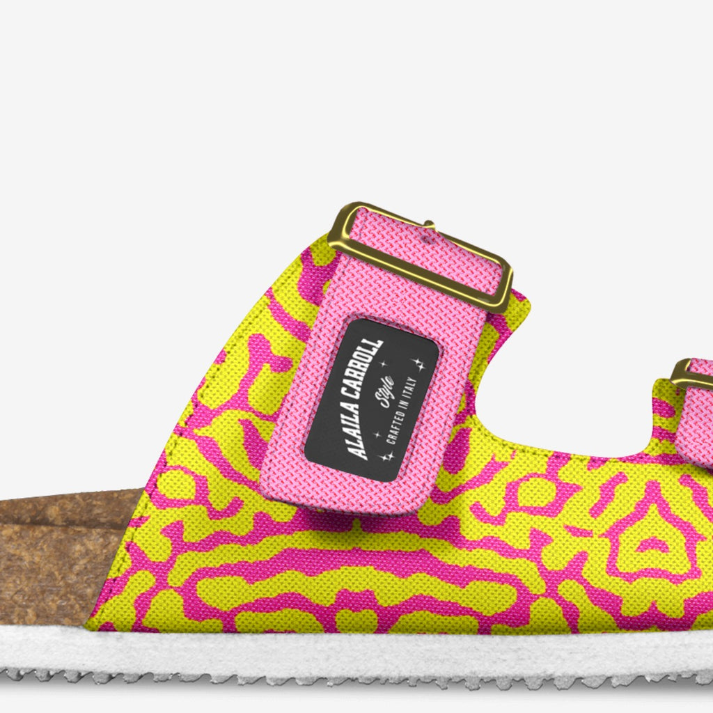 BELT SANDAL – Abstract Textile Pink & Yellow