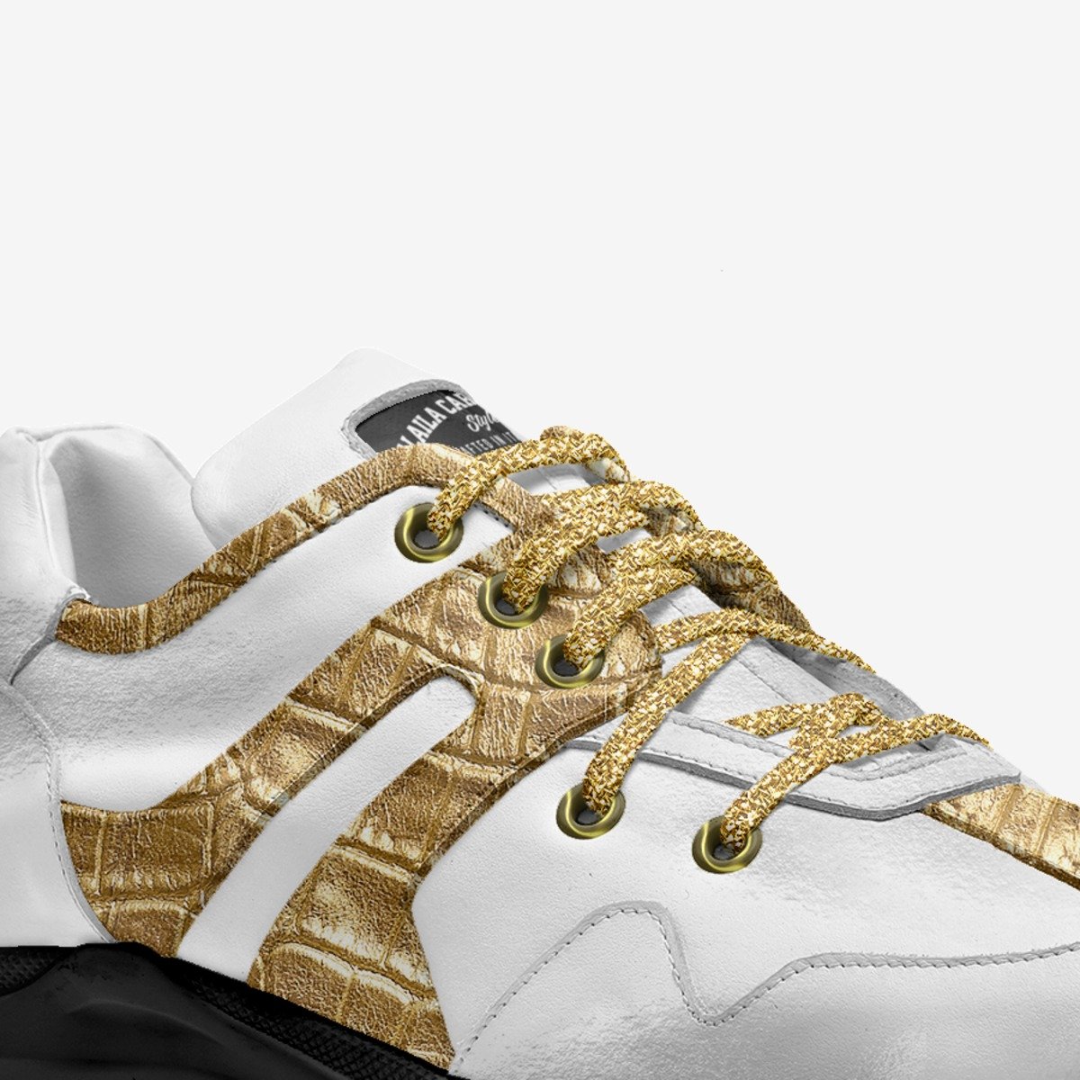 Sporty Low Top White, Gold, & Black