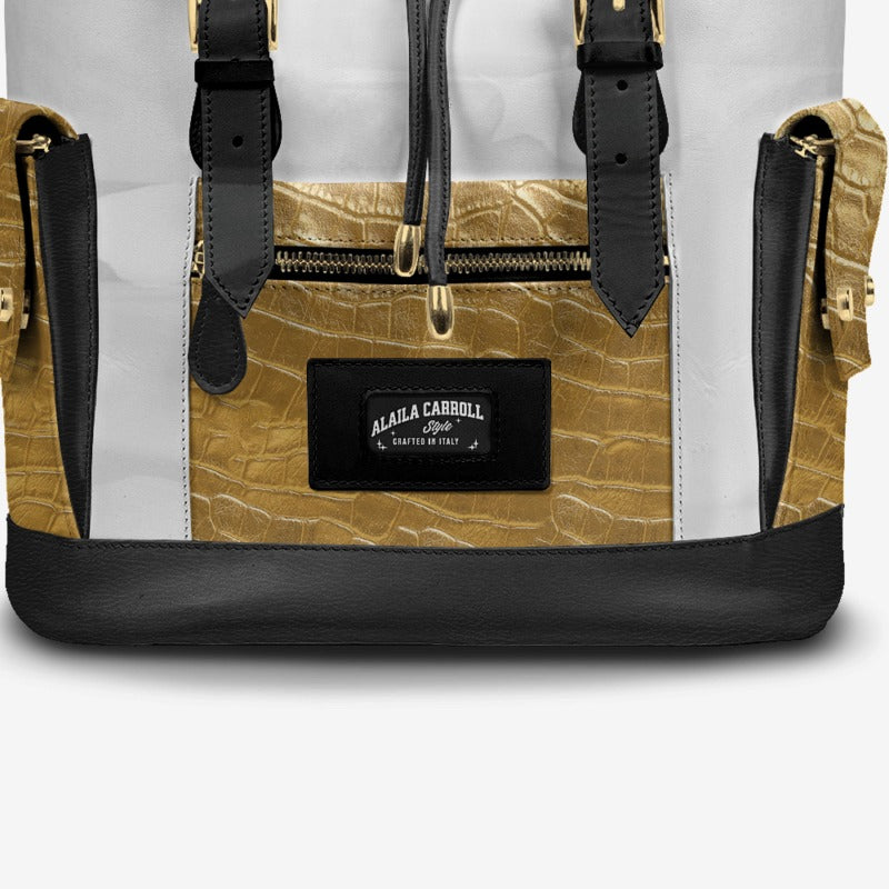 RETRO LUXE BACKPACK White, Gold, & Black