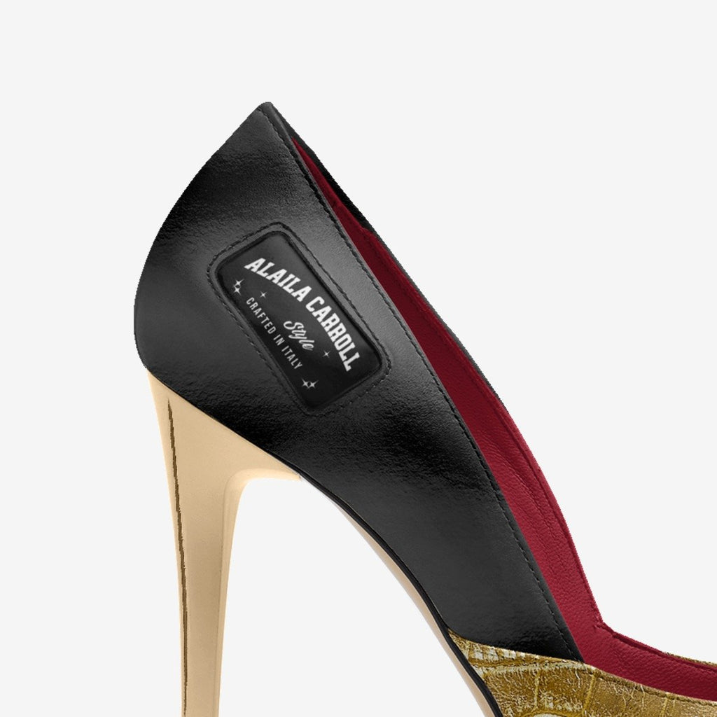 Simple Cut High Heel Black & Gold