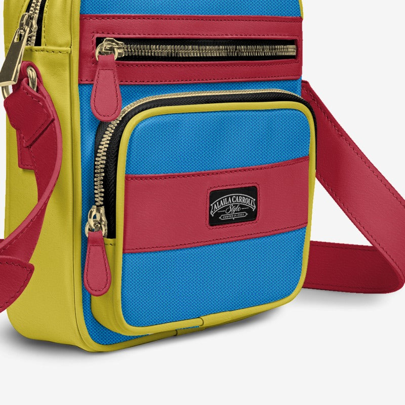 Cross-Body Designer Shoulder Bag Canary, Santa Claus & Textile Electric Blue – Color Without Limits