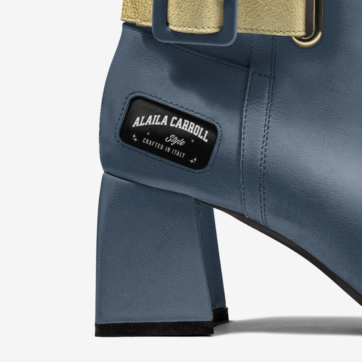 Luxe Heel Belt High Top Boot – Ocean Blue & Gold