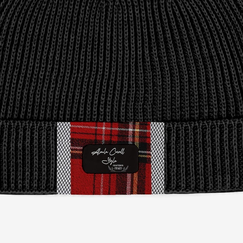 Leather Insert Designer Fashion Cap Black, Red, & Plaid