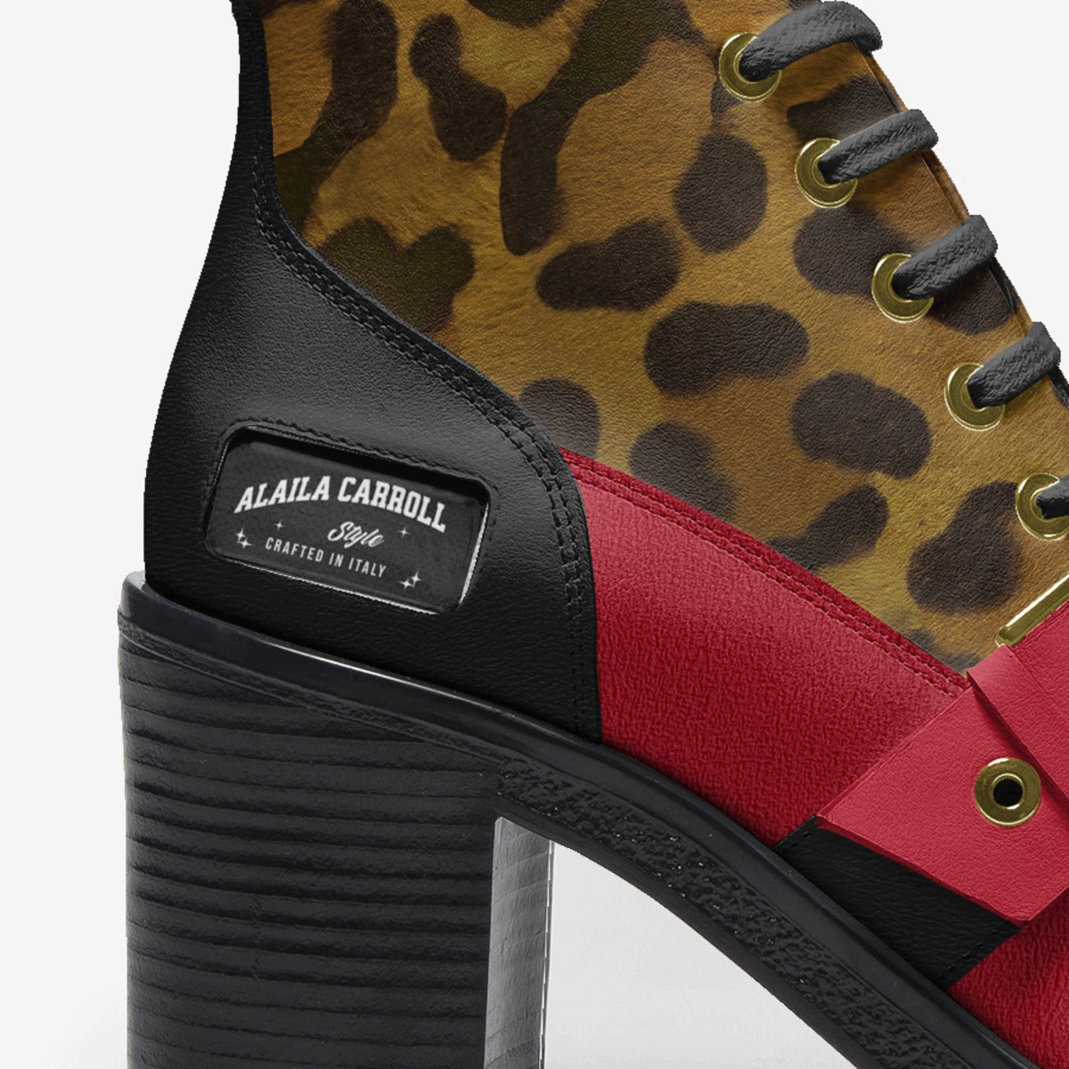 Laced Sporty Boot Jaguar, Red Suede & Black – Bold Luxury with a Wild Side