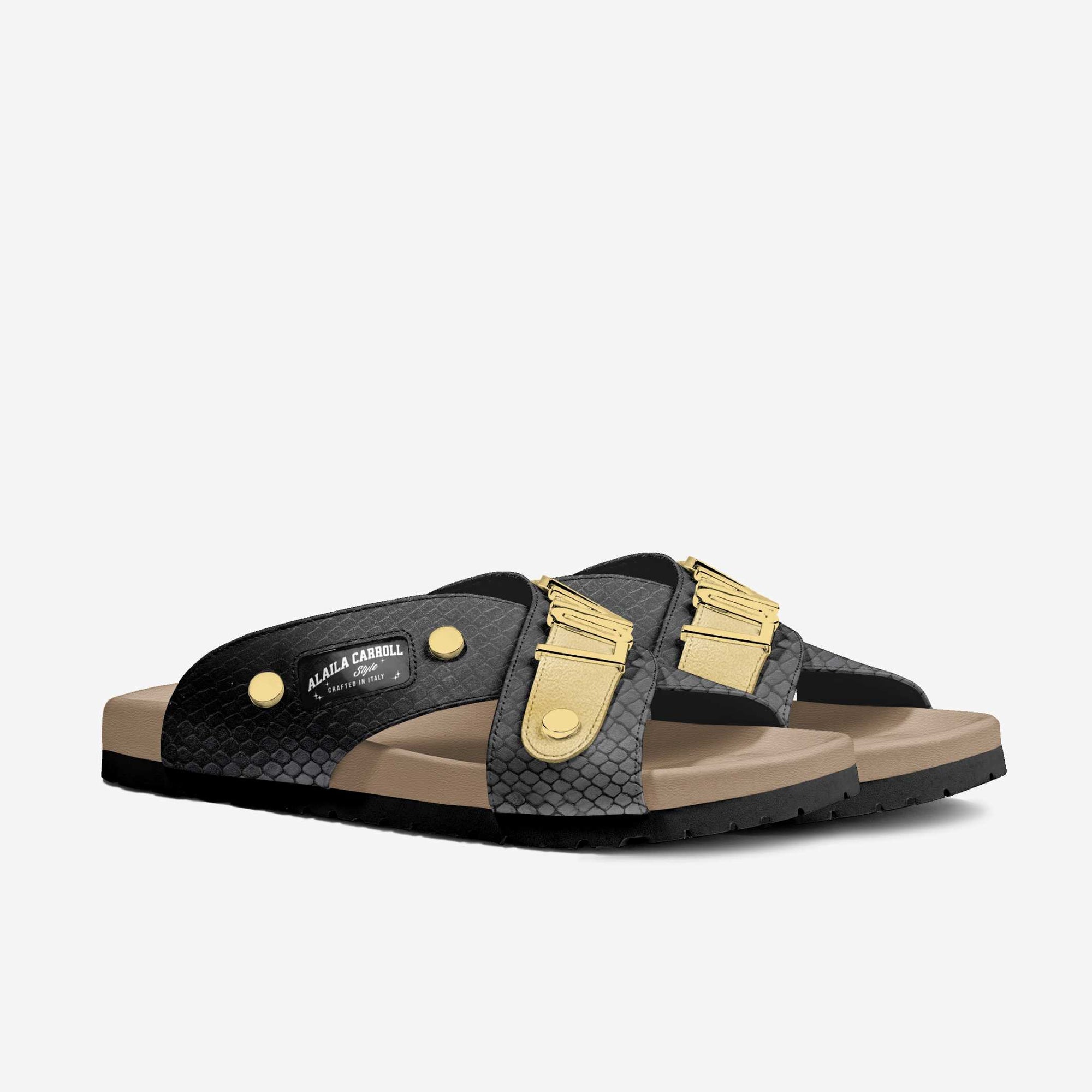 Luxe Cross Love Sandal Black & Gold