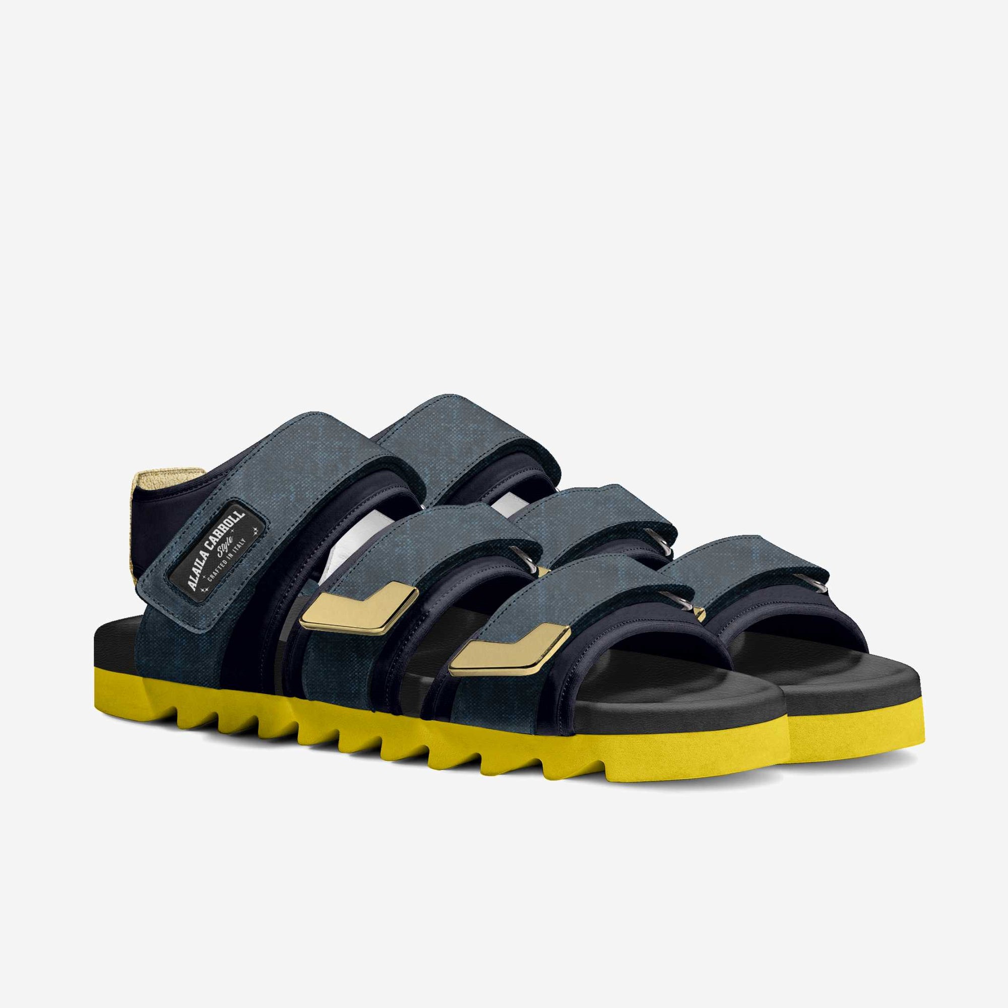 TRIPLE STRIPES LUXURY SANDAL Navy, Gold, & Yellow