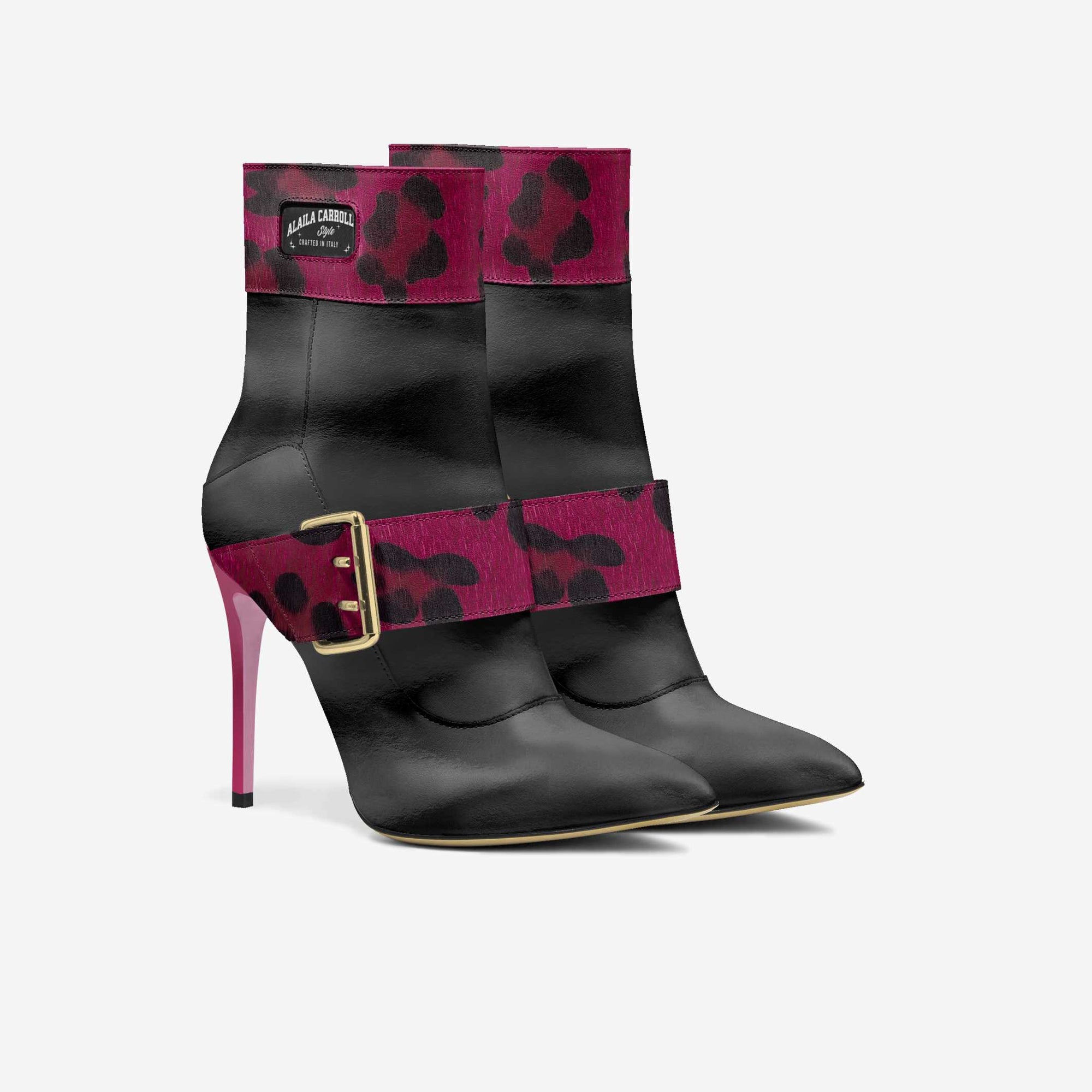 HIGH-HEEL BELT BOOT Black & Purple