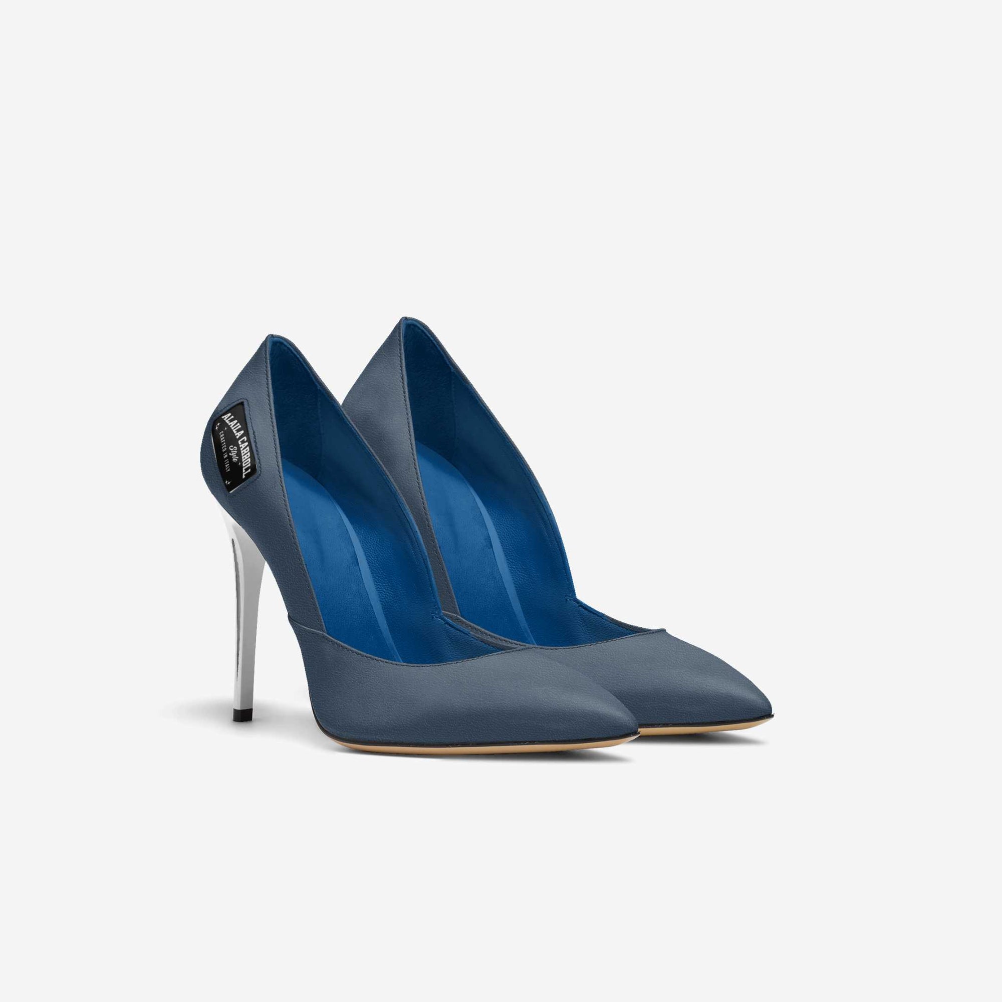 Simple Cut High Heel Blue & Sliver