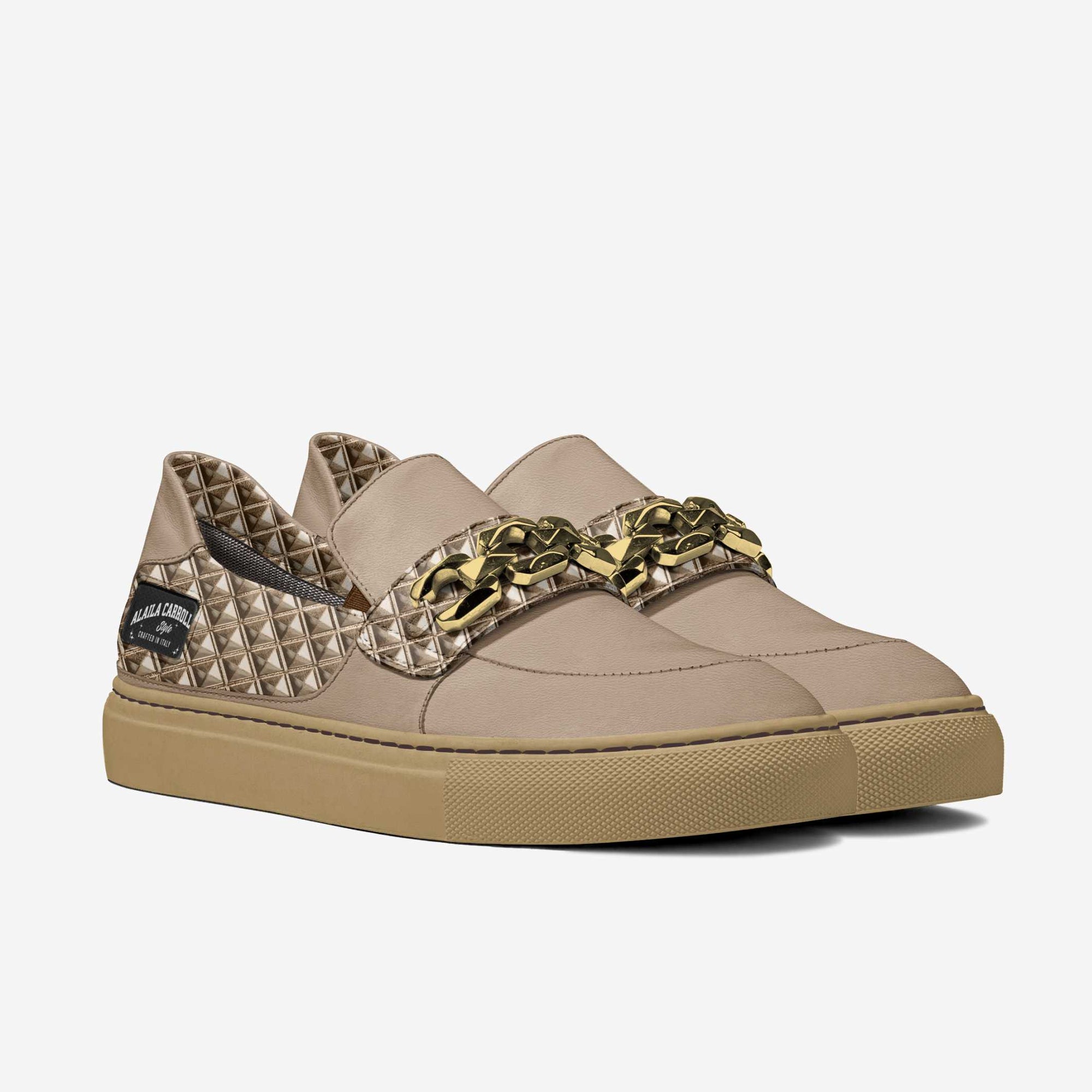 CLASSIC METAL SLIP-ON SNEAKER Tan & Textile