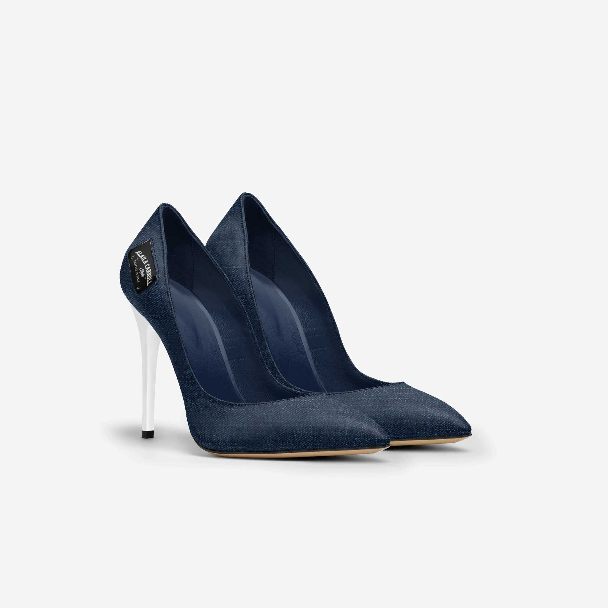 Full Cut High Heel Denim & White