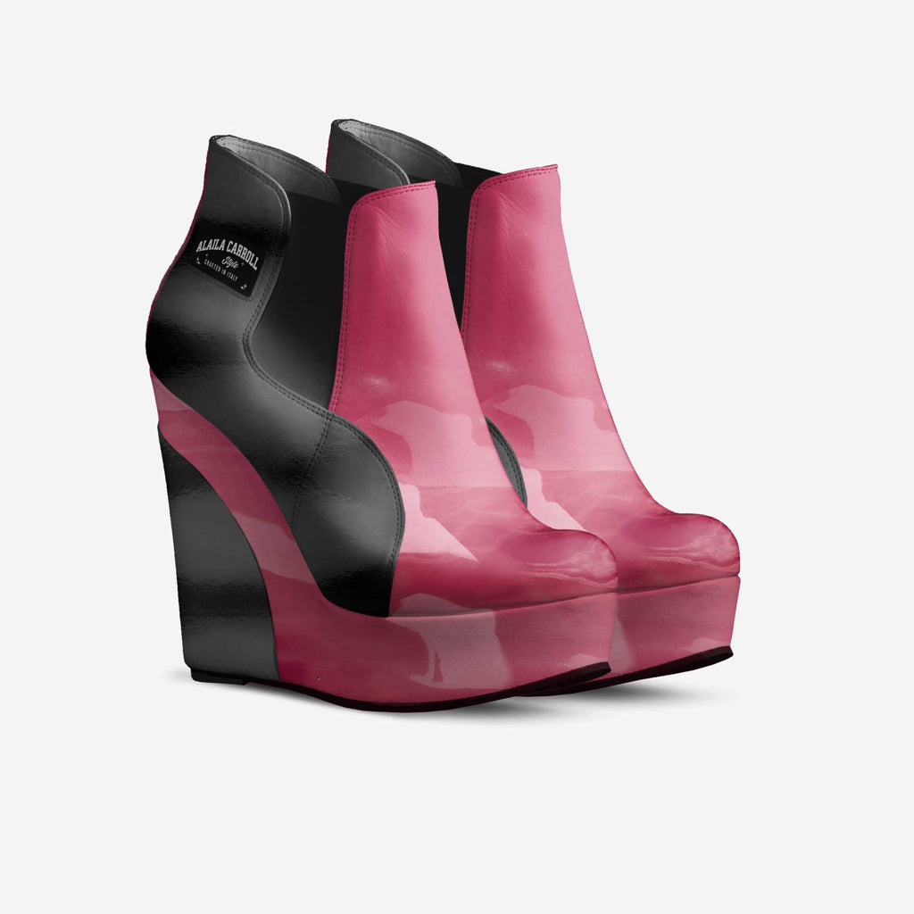 Wedge Ankle Boot Pink & Black