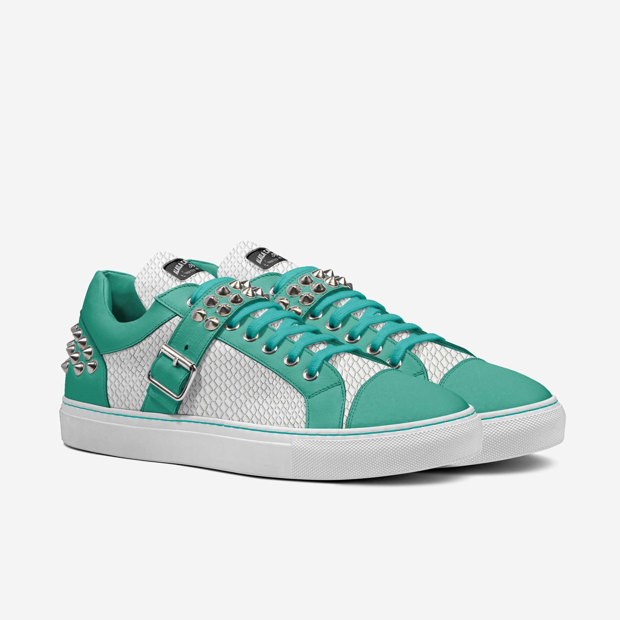 SPIKE FASHION LOW TOP Aquatic, White Python, & Sliver