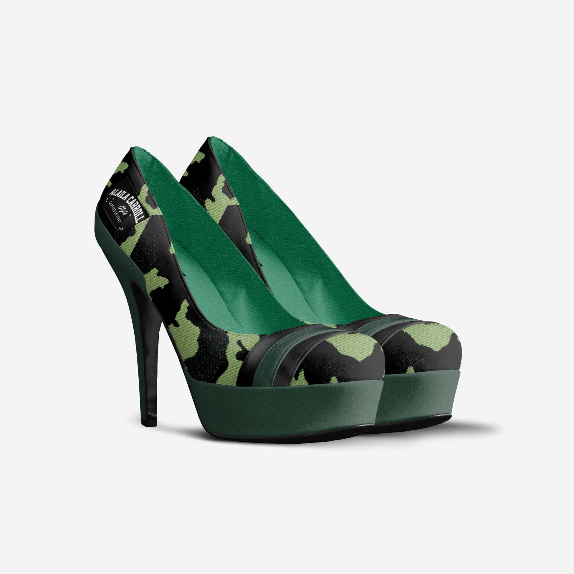 Striped Platform Pump Camo, Green, & Black
